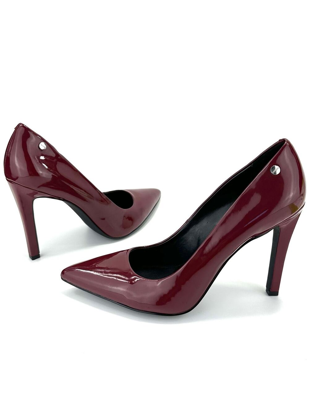 Calvin Klein Brady Stiletto Pump Size 9/39 Burgundy/Red Patent High Heel Classic